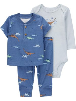 Conjunto de roupa infantil Carter's Child of Mine com 3 peças menino