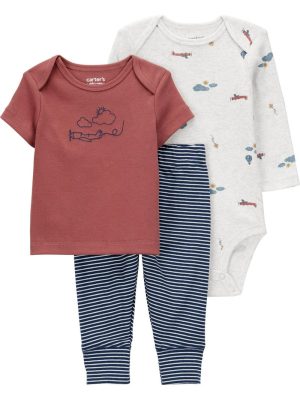 Conjunto de 3 peças de roupa para bebês da Carter's Child of Mine menino