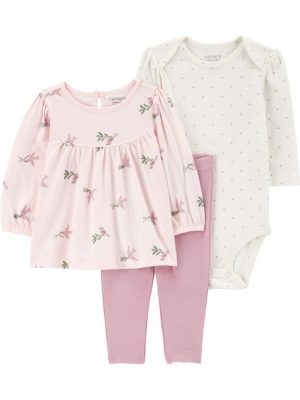 Conjunto de roupa infantil Carter's Child of Mine com 3 peças menina
