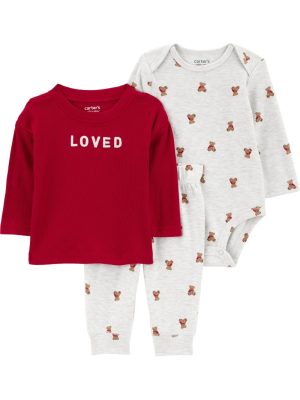 Conjunto de roupa infantil Carter's Child of Mine com 3 peças unisex