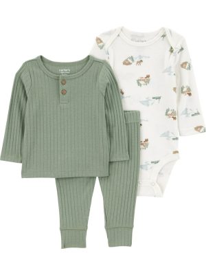 Conjunto de roupa infantil Carter's Child of Mine com 3 peças unisex